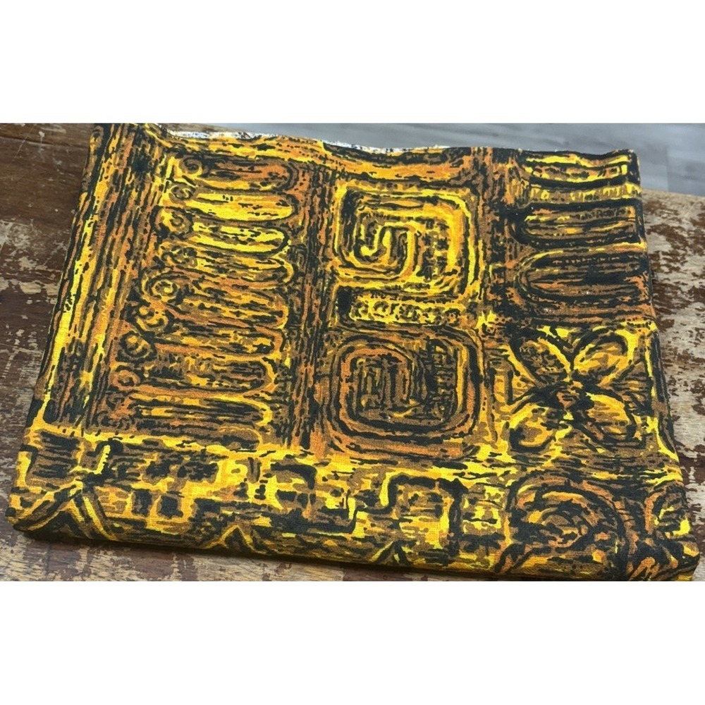 Vintage MCM 5th Ave Designs Fabric Tiki Hawaiian Upholstery Fabric 1.3 Yards
